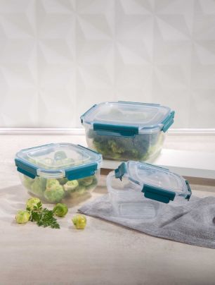 Herméticos Cuadrados x3 Con Trabas Star Cuisine Storage Terra