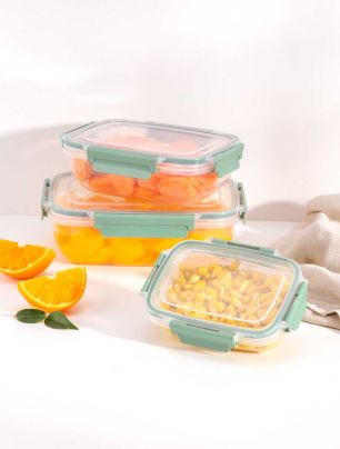 Herméticos Rectangulares x3 con Trabas Star Cuisine Storage Terra