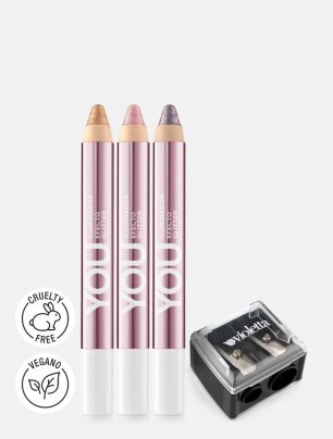 Set Iluminador Glitter You x3 + Sacapuntas